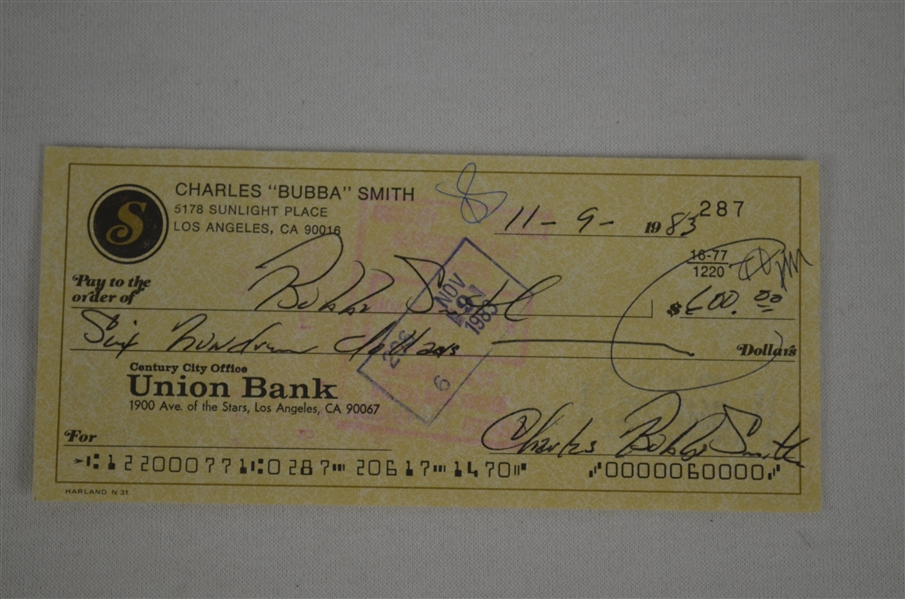 Bubba Smith 1983 Signed Check 