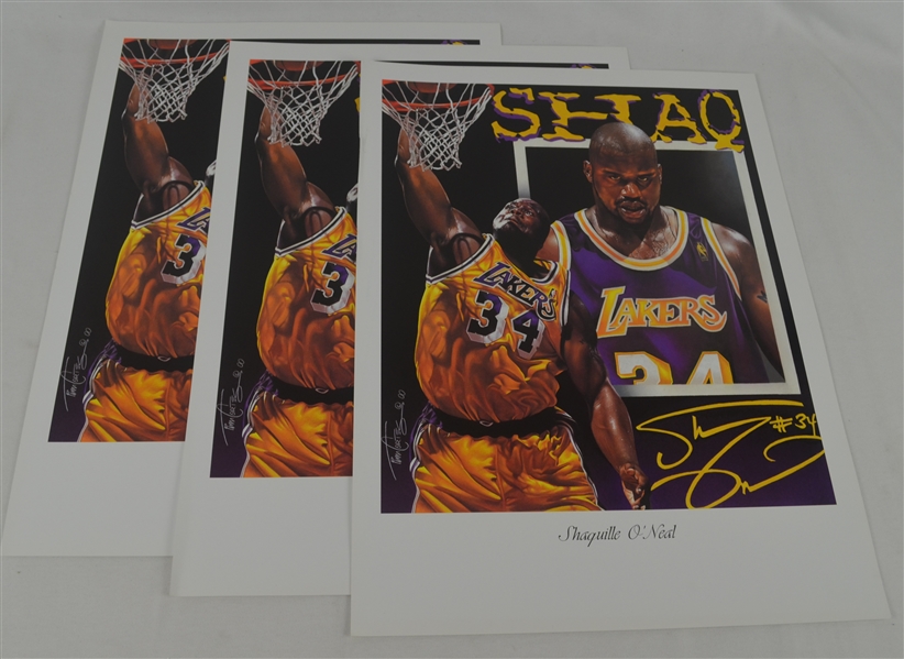Shaquille ONeal Lot of 3 Tim Cortes Fine Art Lithographs