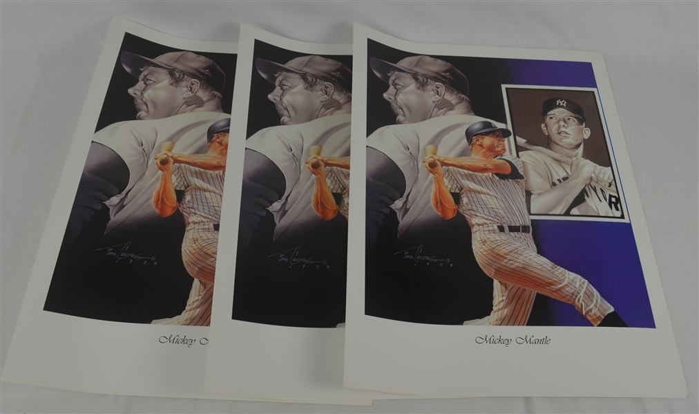 Mickey Mantle Lot of 3 Tim Cortes Fine Art Lithographs