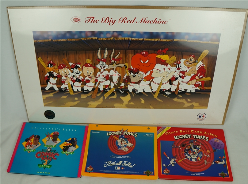 Looney Tunes Baseball Card Collection w/Big Red Machine Litho