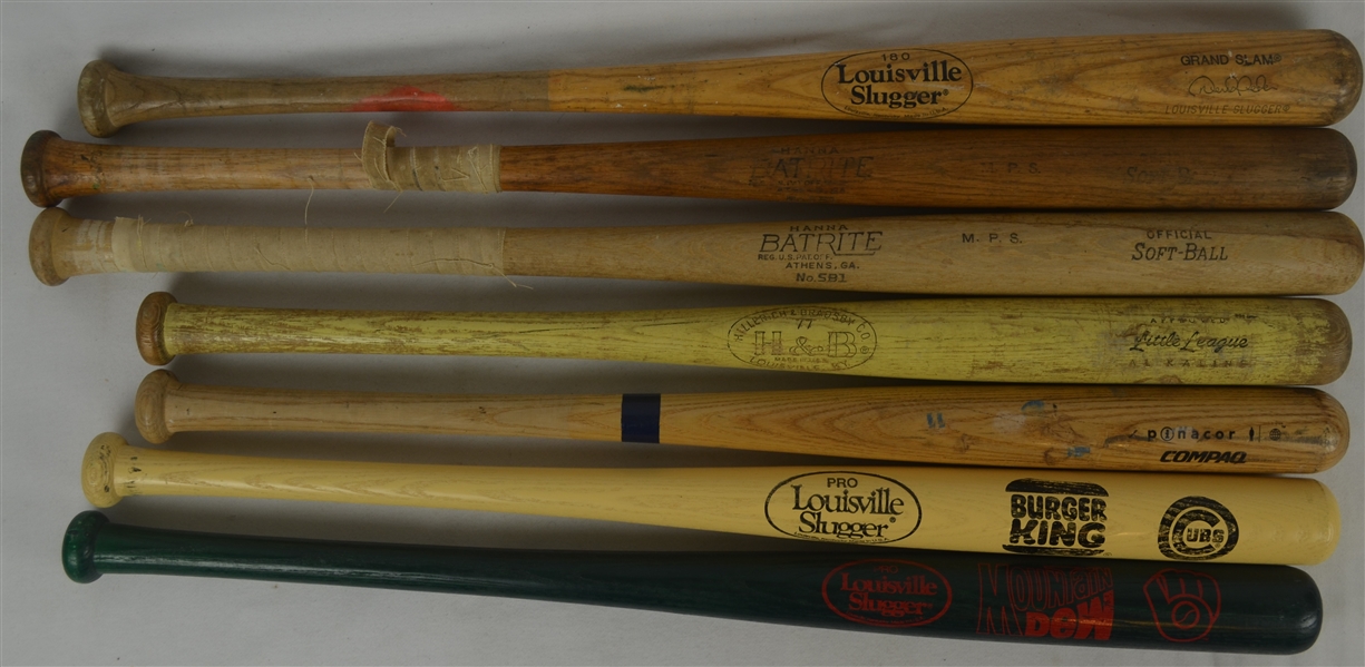 Collection of 7 Baseball Bats w/Derek Jeter
