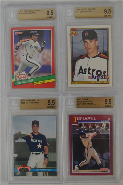 Jeff Bagwell Lot of 4 Rookie Cards Graded BGS 9.5