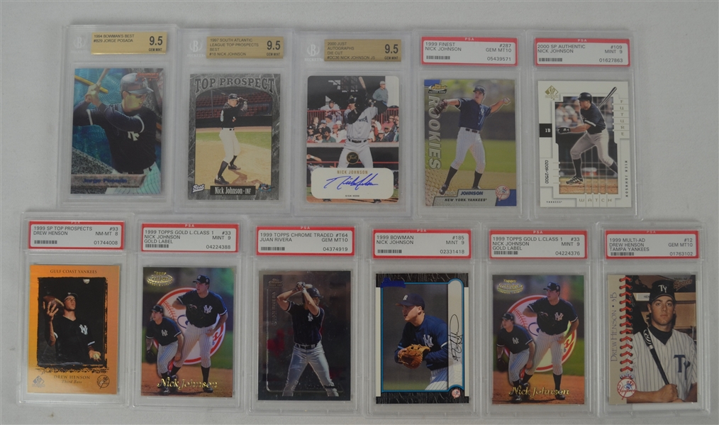 New York Yankees Collection of 11 Rookie Cards BGS & PSA