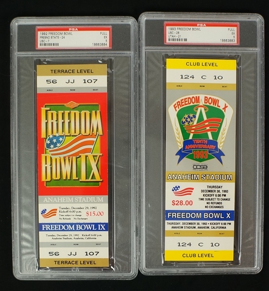 Freedom Bowl Game Lot of 2 Full PSA Graded Tickets 