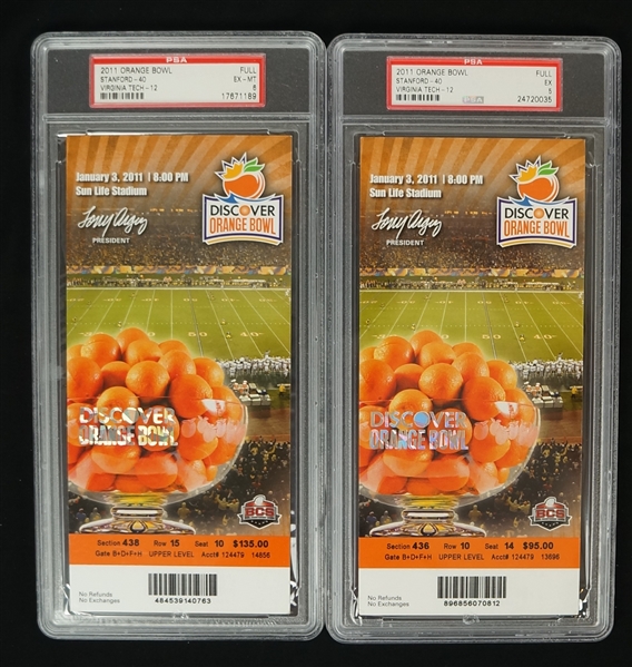 Orange Bowl Game Lot of 2 Full PSA Graded Tickets 