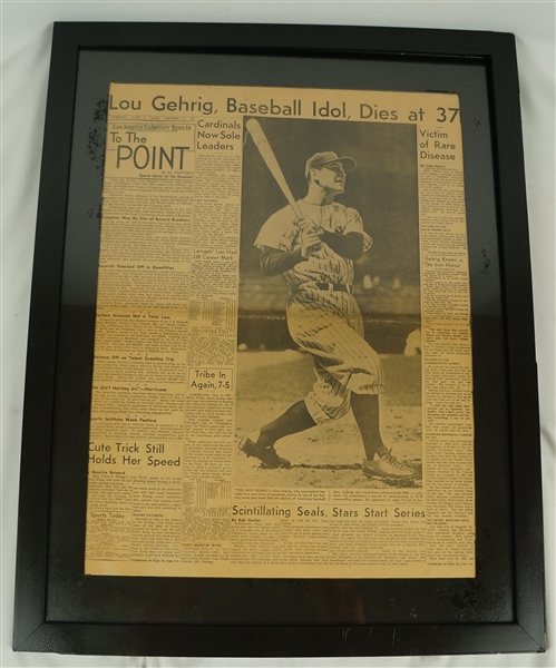 Lou Gehrig Passing June 3rd 1941 LA Examiner Newspaper Article