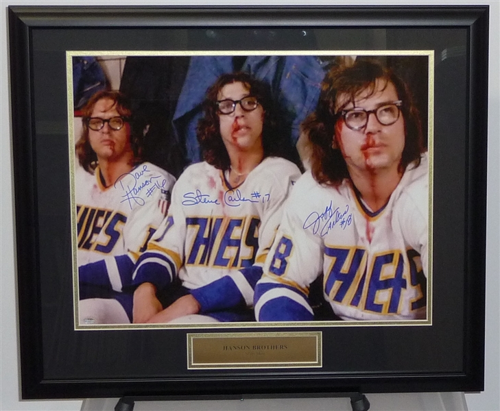 SLAPSHOT Signed Display of the Hanson Brothers