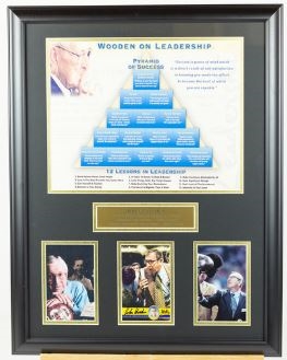 John Wooden Signed Card display and Pyramid of Succes