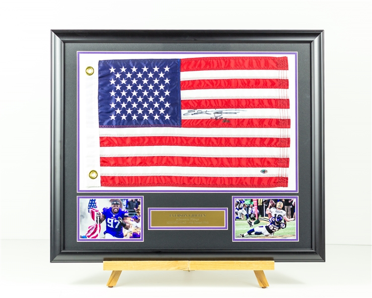Everson Griffin Signed American Flag Display