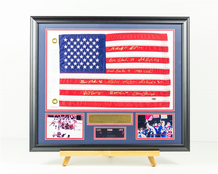 1980 Team USA Hometown Heroes Signed Flag 12 Signatures 