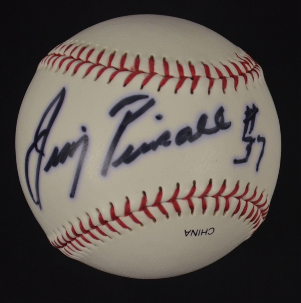 Jimmy Piersall Autographed Baseball & Card Display