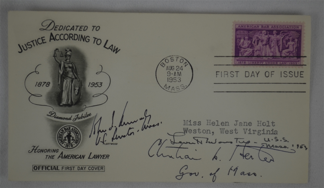 John F. Kennedy Signed & Inscribed 1953 First Day Cover w/Full JSA LOA