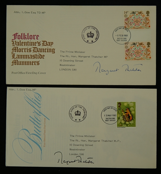 Margaret Thatcher Lot of 2 Signed 1981 First Day Covers