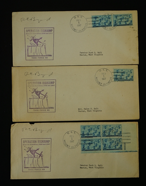 Richard Byrd Arctic Expedition Lot of 3 Signed 1947 First Day Covers
