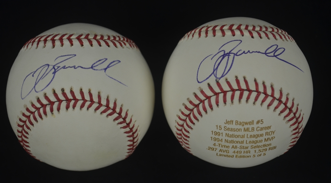 Jeff Bagwell Lot of 2 Autographed Baseballs