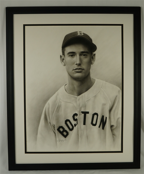 Amazing Ted Williams Original Painting by Artist Intoy Ginez