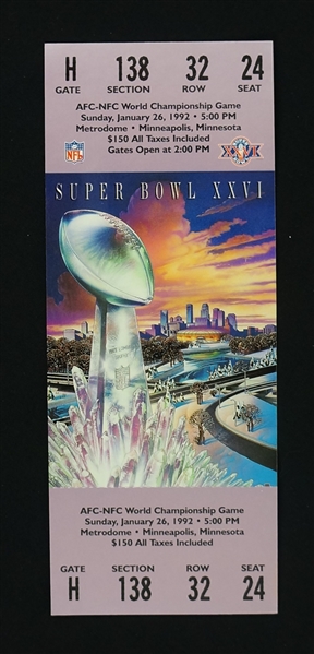 Super Bowl XXVI Original Full Ticket