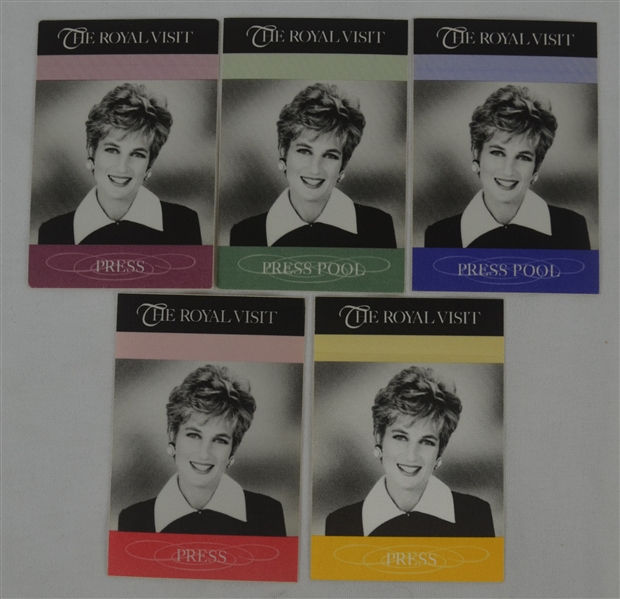 Lady Diana 1985 Collection of 5 United States Tour Press Passes 