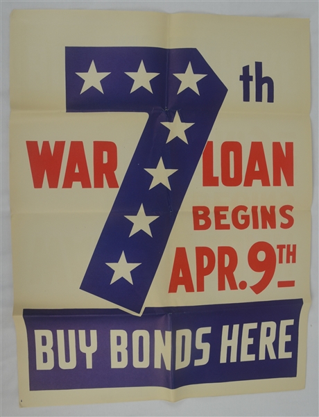 Vintage Original 1945 World War II 21x28 Savings Bond Poster 3