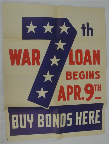Vintage Original 1945 World War II 21x28 Savings Bond Poster 2