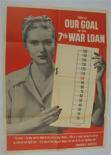 Vintage Original 1945 World War II 20x28 Savings Bond Poster 