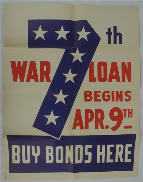Vintage Original 1945 World War II 21x28 Savings Bond Poster 1