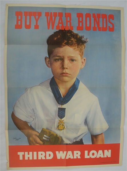 Vintage Original 1943 World War II 20x28 Victor Kepples Savings Bond Poster 