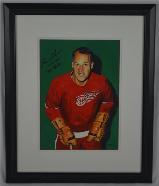 Gordie Howe Original James Fiorentino Painting Signed by Both w/LOA From Artist