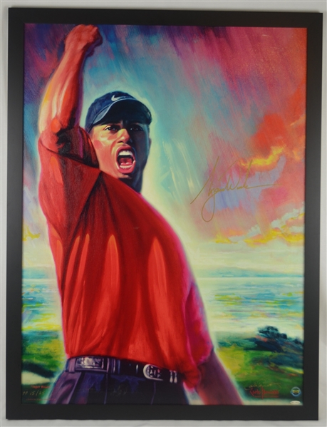 Tiger Woods Autographed Carlo Beninati "Tiger Roars" Canvas PP #15/25 UDA