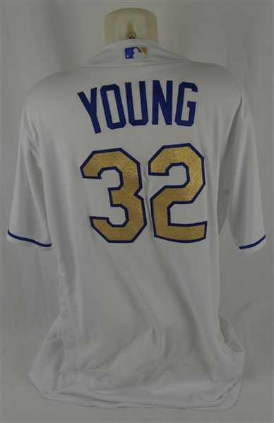 Chris Young 2016 Kansas City Royals Opening Day Professional Model Jersey w/Medium Use 