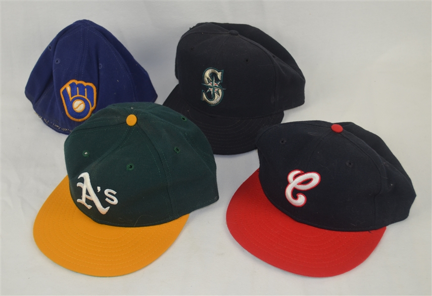 Collection of 4 MLB Professional Model Hats w/Medium Use