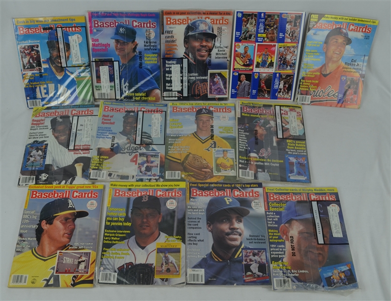 Collection of 12 Issues of 1991 Baseball Card Magazines 