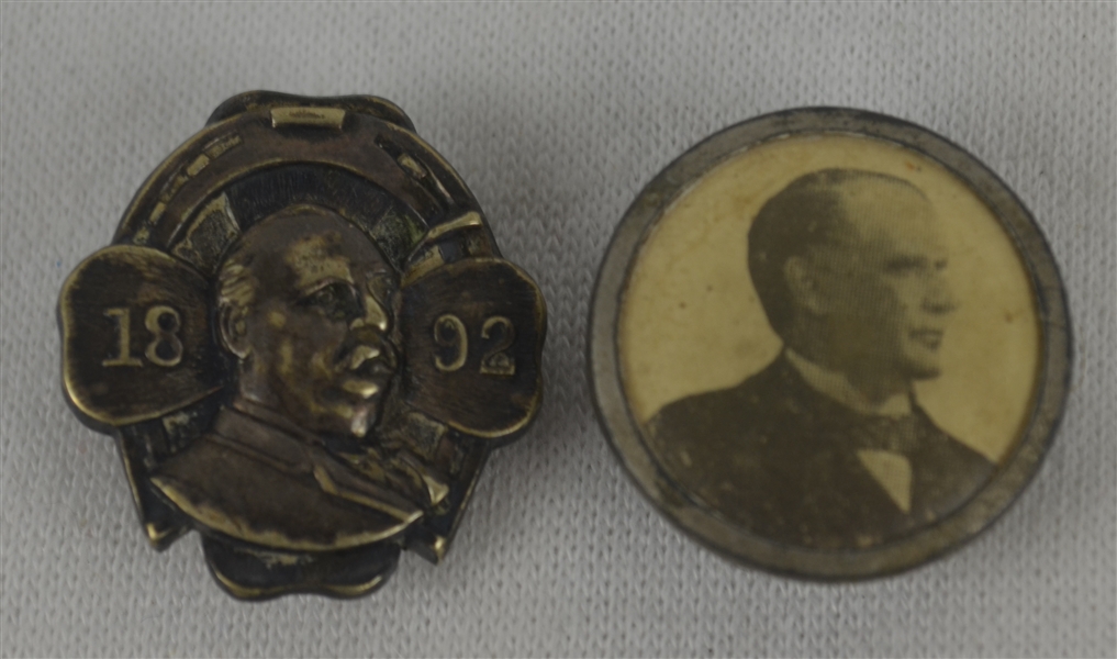 Vintage 1892 Grover Cleveland & 1896 William McKinley Presidential Campaign Pins