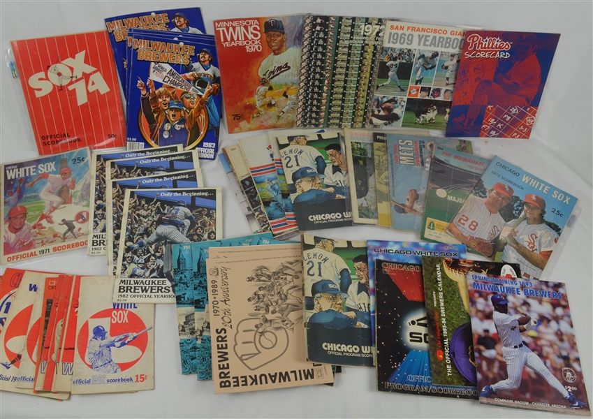 Vintage Collection of 1960s-1990s Baseball Yearbooks Scorecards & Programs