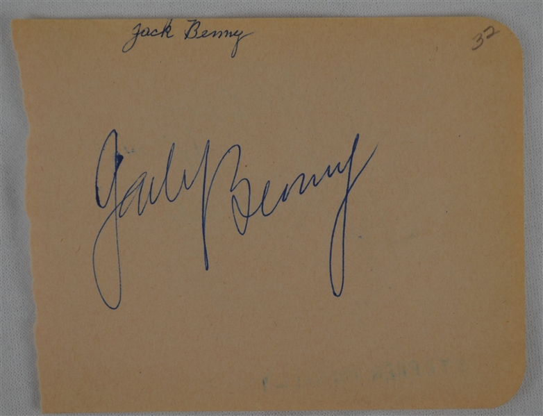 Jack Benny Autographed Page