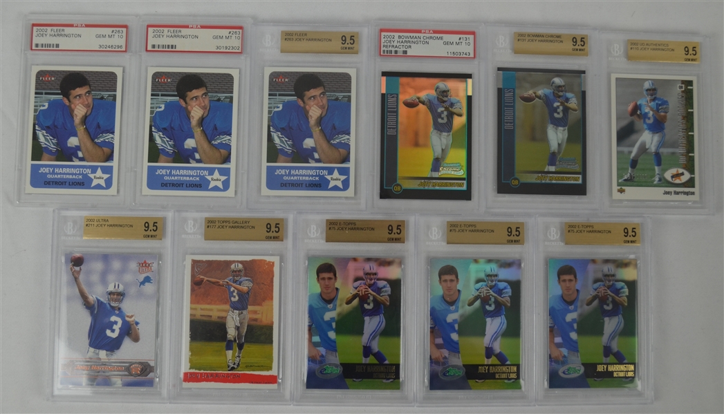 Collection of 11 Joey Harrington Graded Rookie Cards 