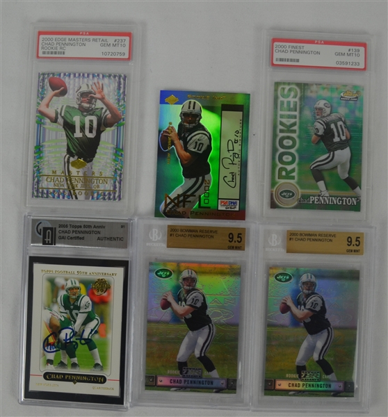 Collection of 6 Chad Pennington Autographed & Rookie Cards 