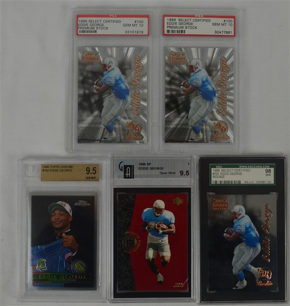 Collection of 5 Eddie George Graded Rookie Cards 