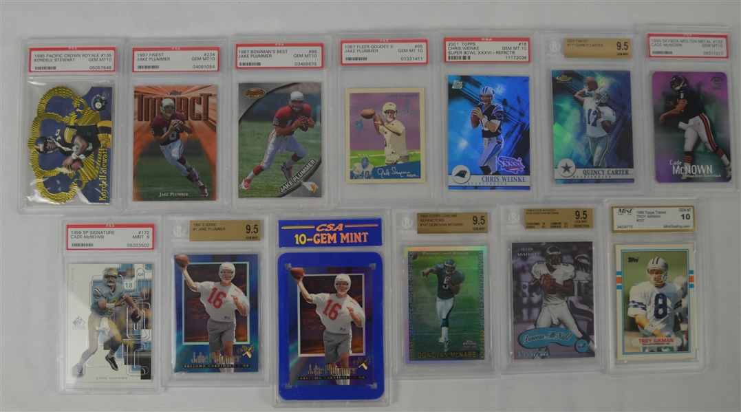 Collection of 13 Quarterback Graded Rookie Cards w/Troy Aikman