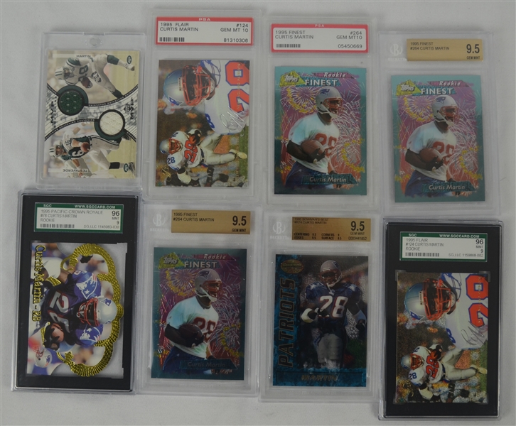 Collection of 8 Curtis Martin Graded Rookie Cards 
