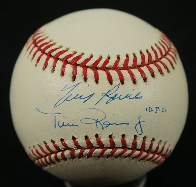 Tim Raines Jr. & Tim Raines Sr. Dual Signed OML Baseball