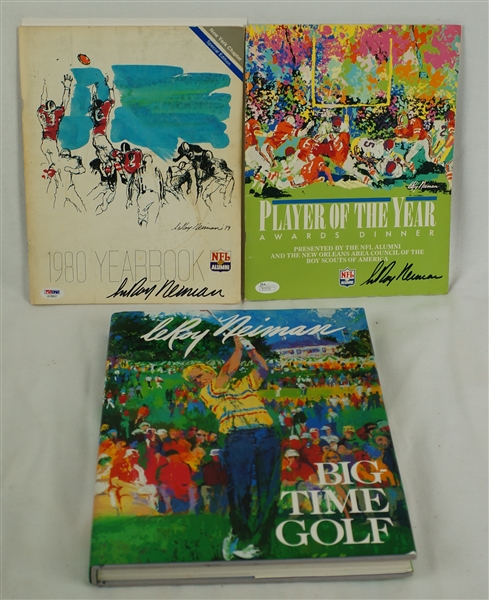 LeRoy Neiman Lot of 3 Autographed Books & NFL Programs