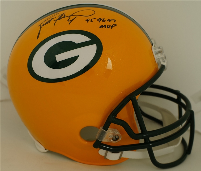 Brett Favre Autographed & Inscribed NFL MVP Full Size Helmet