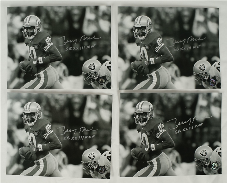 Jerry Rice Lot of 4 Autographed & Inscribed Super Bowl XXIII MVP 8x10 Photos