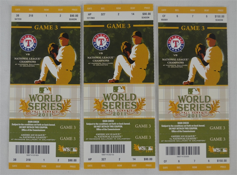 Albert Pujols Lot of 3 Game 3 2011 World Series 3 HR Ticket
