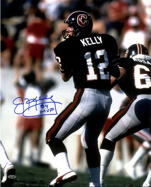 Jim Kelly Signed Houston Gamblers Vertical 16x20 Photo w/"84 MVP" insc.
