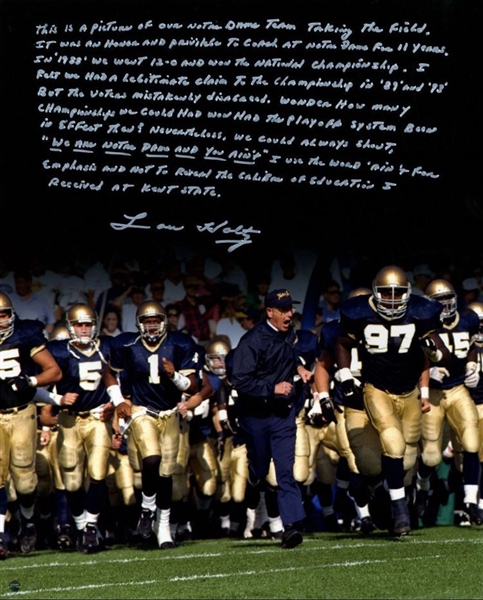 Lou Holtz Notre Dame Tunnel 16x20 Extensively Signed Story Photo
