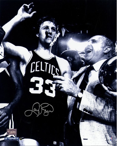 Larry Bird With Cigar Signed 16x20 Photo