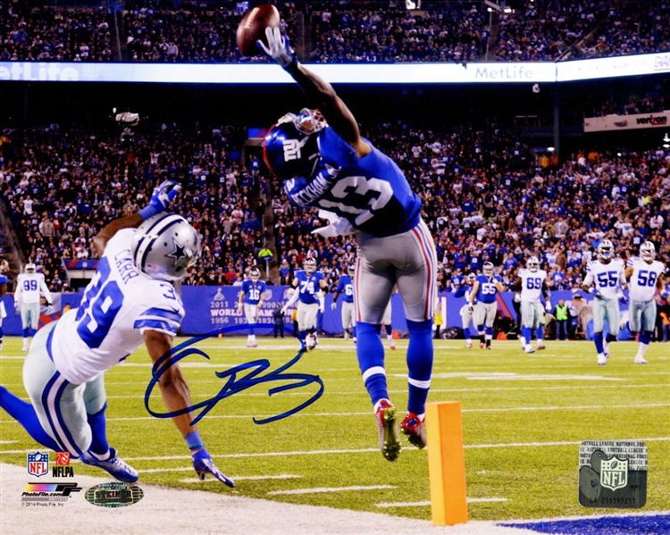 Odell Beckham Jrs Signed One-Handed Touchdown Catch 8x10 Photo