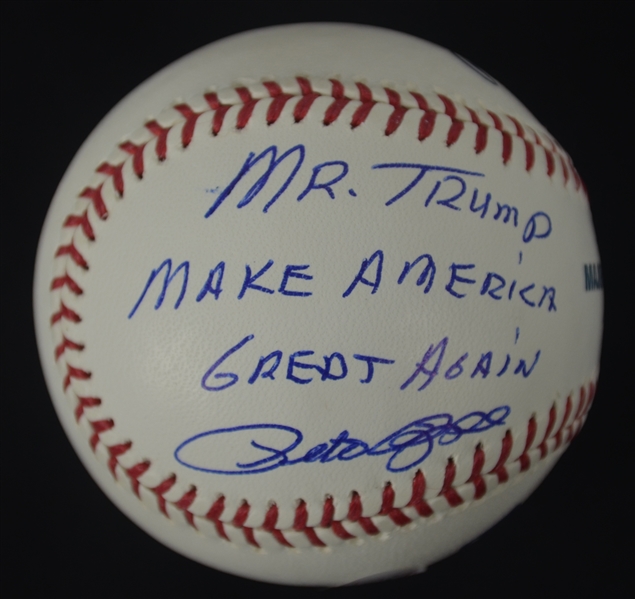 Pete Rose Autographed Inscribed “Mr. Trump Make America Great Again”  Baseball